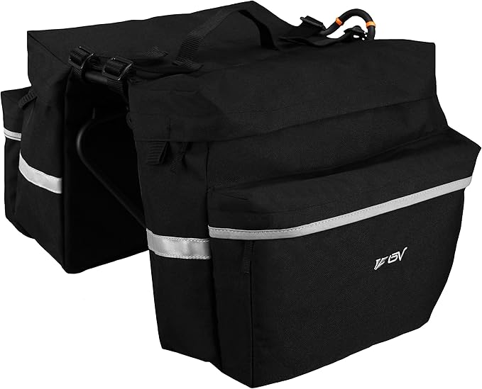 BV Bike Panniers 26L With Adjustable Hooks, Commuter Panniers For Bicycles With Carrying Handle, Bag With 3M Reflective Trim For More Visibility, Fit Most Rack