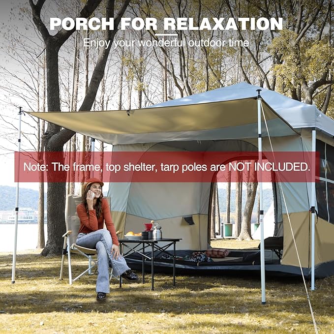 REDCAMP Canopy Camping Tent for Pop Up Canopy Tent, Inner Tent Converts Straight Leg 10'x10' or 10'x20' Canopy into Camping Tent, Fits 4-6 Person(Frame/Shelter NOT Included)