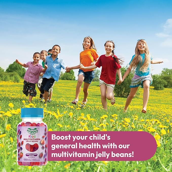 Multivitamin Jelly Bean Gummies with Zinc for Kids, Immune Support Dietary Supplements, Vegetarian, 120 Berry Blast Jelly Beans, Kosher