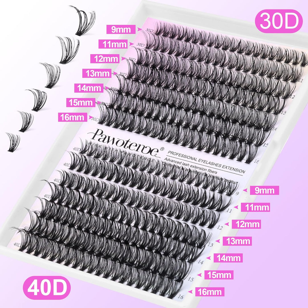 80D Full Volume Eyelash Clusters Kit | DIY Lash Extensions with Bond & Tweezers
