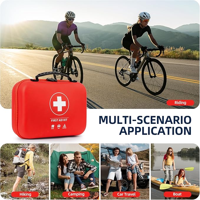 300pcs Professional First Aid Kit, Travel Trauma Emergency Kit with Basic First Aid Supplies and Survival Kit, Portable EVA Medical Kit for Backpacking, Home, Car, Climbing, Camping