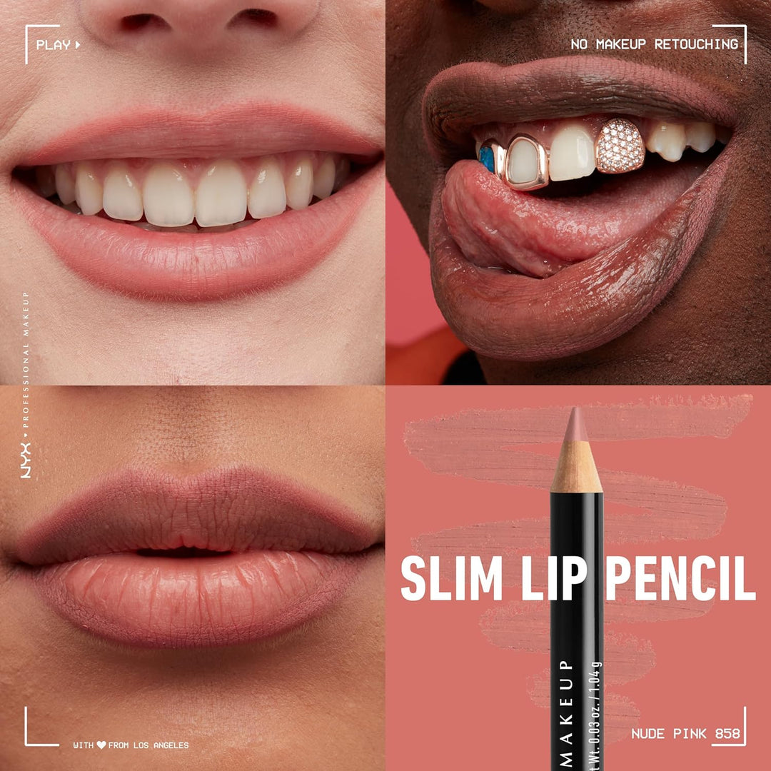 NYX Slim Lip Pencil | Long-Lasting Creamy Lip Liner | Hot Red - 2 Pack