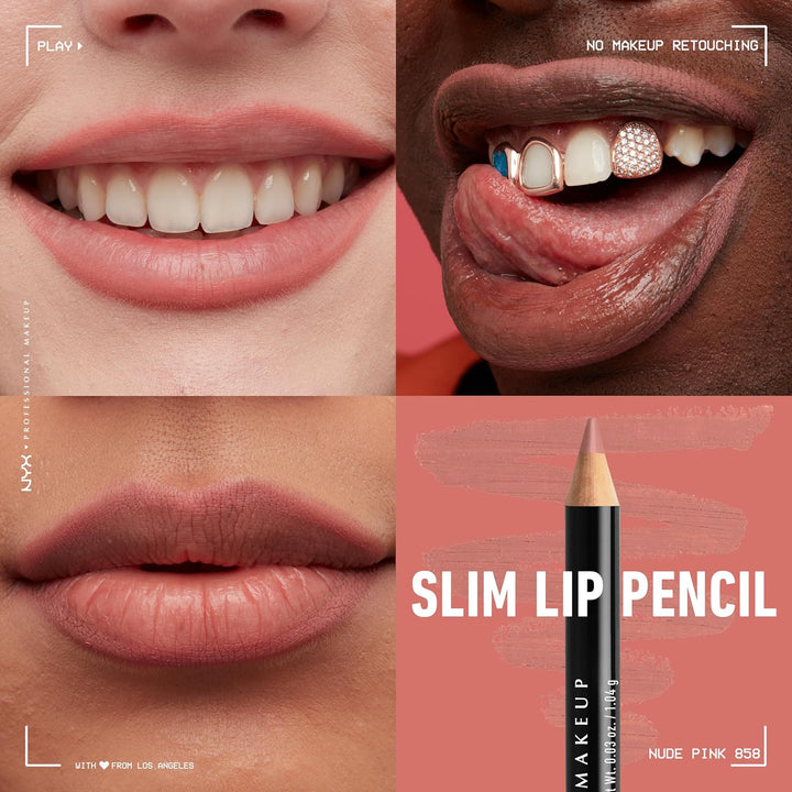NYX Slim Lip Pencil | Long-Lasting Creamy Lip Liner | Hot Red - 2 Pack