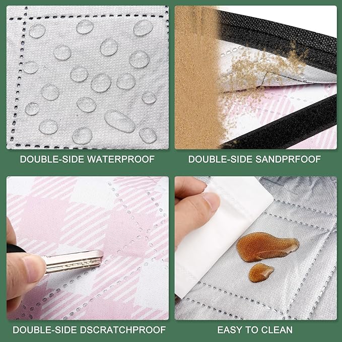 Picnic Blankets Waterproof Sandproof Foldable & Machine Washable, 80''x100'' Extra Large Beach Blankets, Simple Stylish Gingham Outdoor Blankets Grass Lawn Park for Family Camping Party