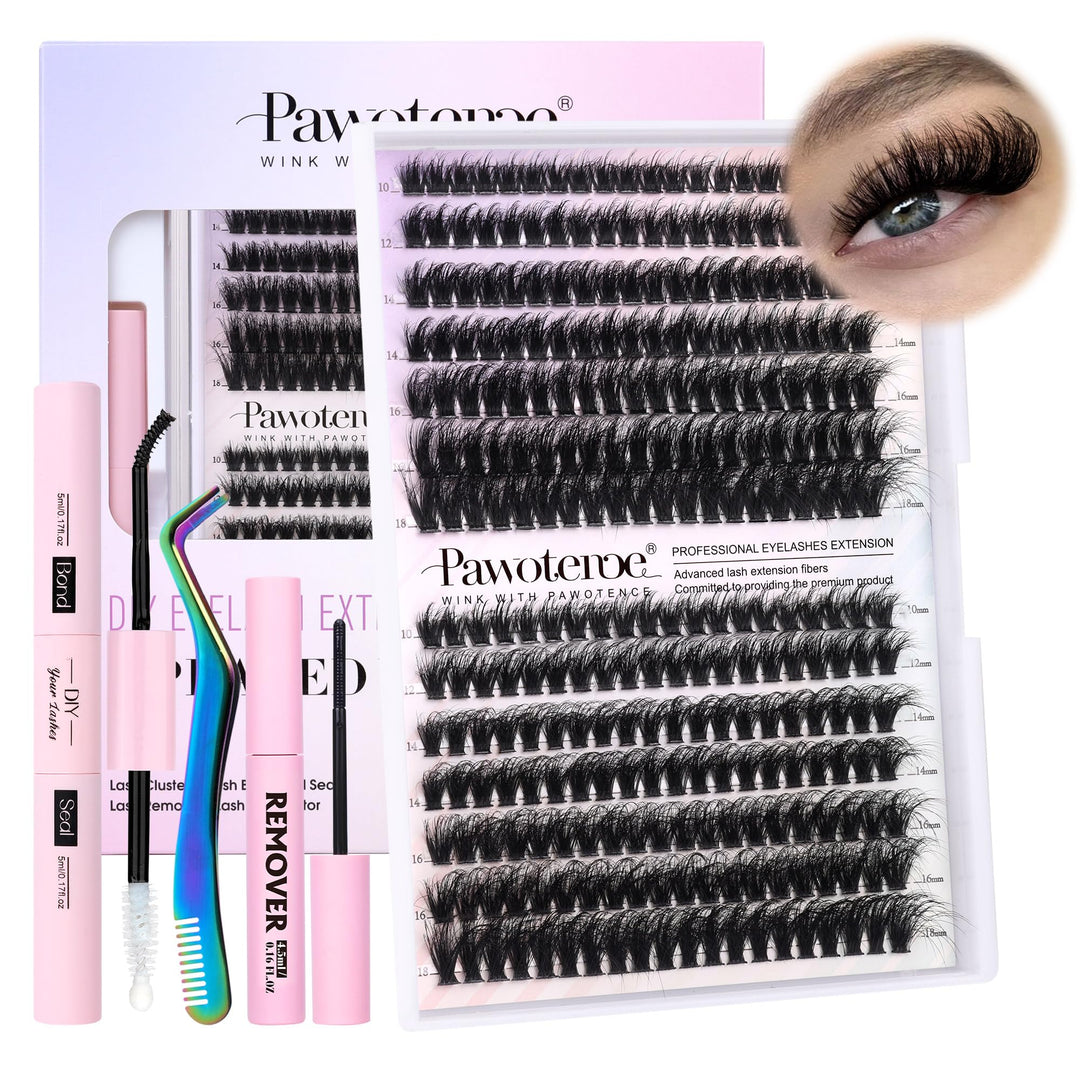 Lash Extension Kit Diy Full Thick Lash Clusters Eyelash Extension Kit 280Pcs Individual Lashes Kit With Lash Bond And Seal, Lash