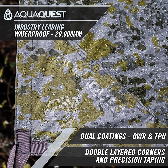 AquaQuest Defender Camping Tarp - Heavy Duty Tent Shelter or Rain Fly - Waterproof Camping Essentials for Hiking, Bushcraft & Hammock, 20 x 13 ft, Boulder Camo