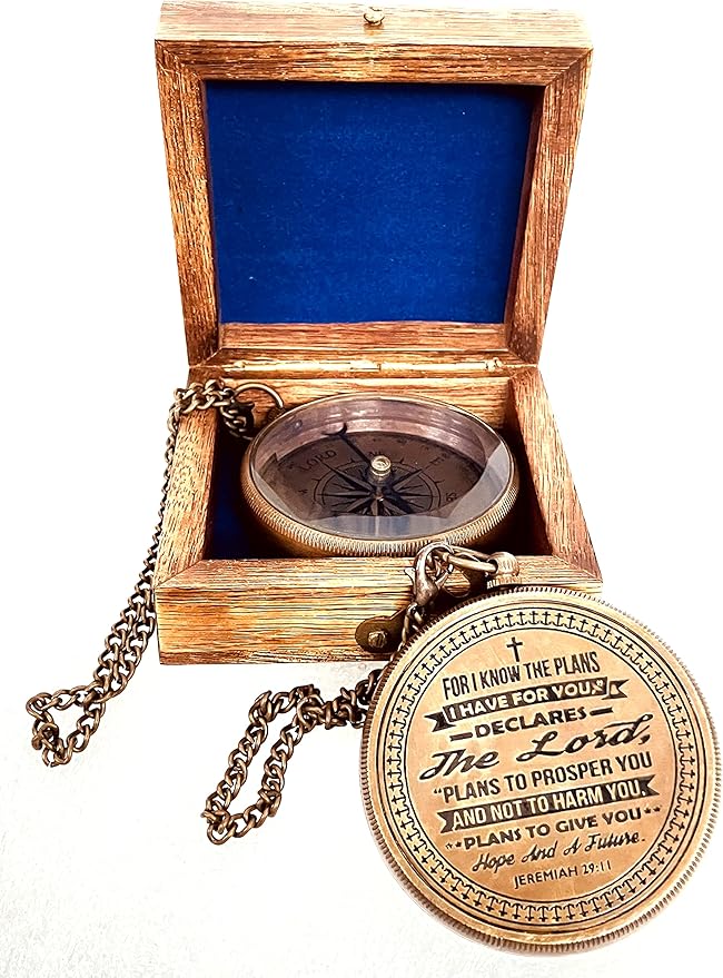 Religious Gifts for Men Engraved Compass for I Know The Plans -God, Camping Compass Christian Gifts Catholic Boys Girls Baptism Communion Inspirational Graduation Gifts