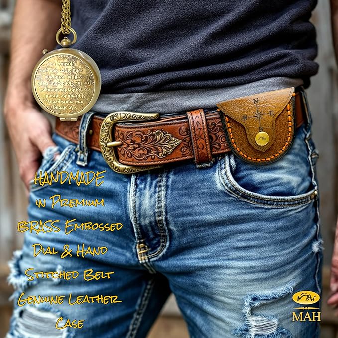 Bible Verse Brass Compass – “Be Strong and Courageous” (Joshua 1:9) | Christian Gift for Graduation, Baptism, Confirmation – Religious Keepsake for Boys, Girls, Teens, Men, Pastors & Church Events