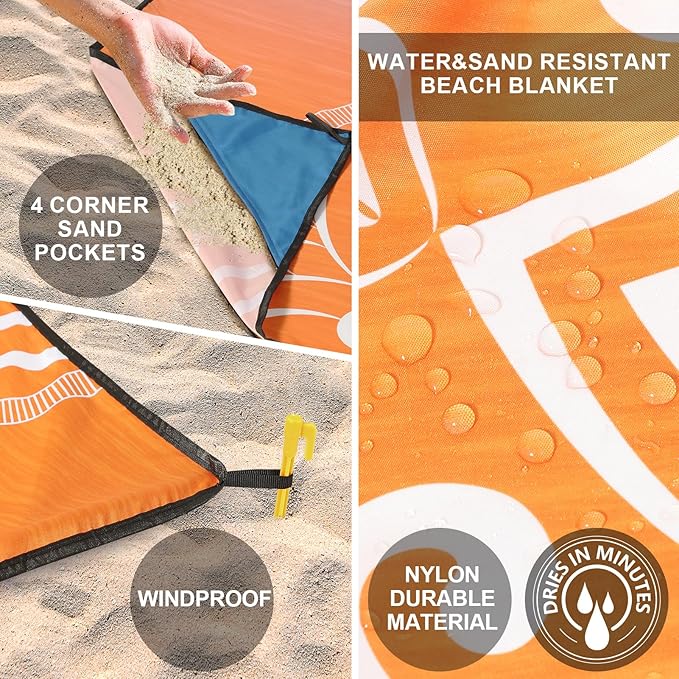 AISPARKY Beach Blanket Waterproof Sandproof, Oversized Large Beach Mat 79" X 83"/120"x108" for 1-8 Adults, Quick Drying&Compact&Lightweight, Picnic Mat Vacation Essentials for Beach Camping Travel