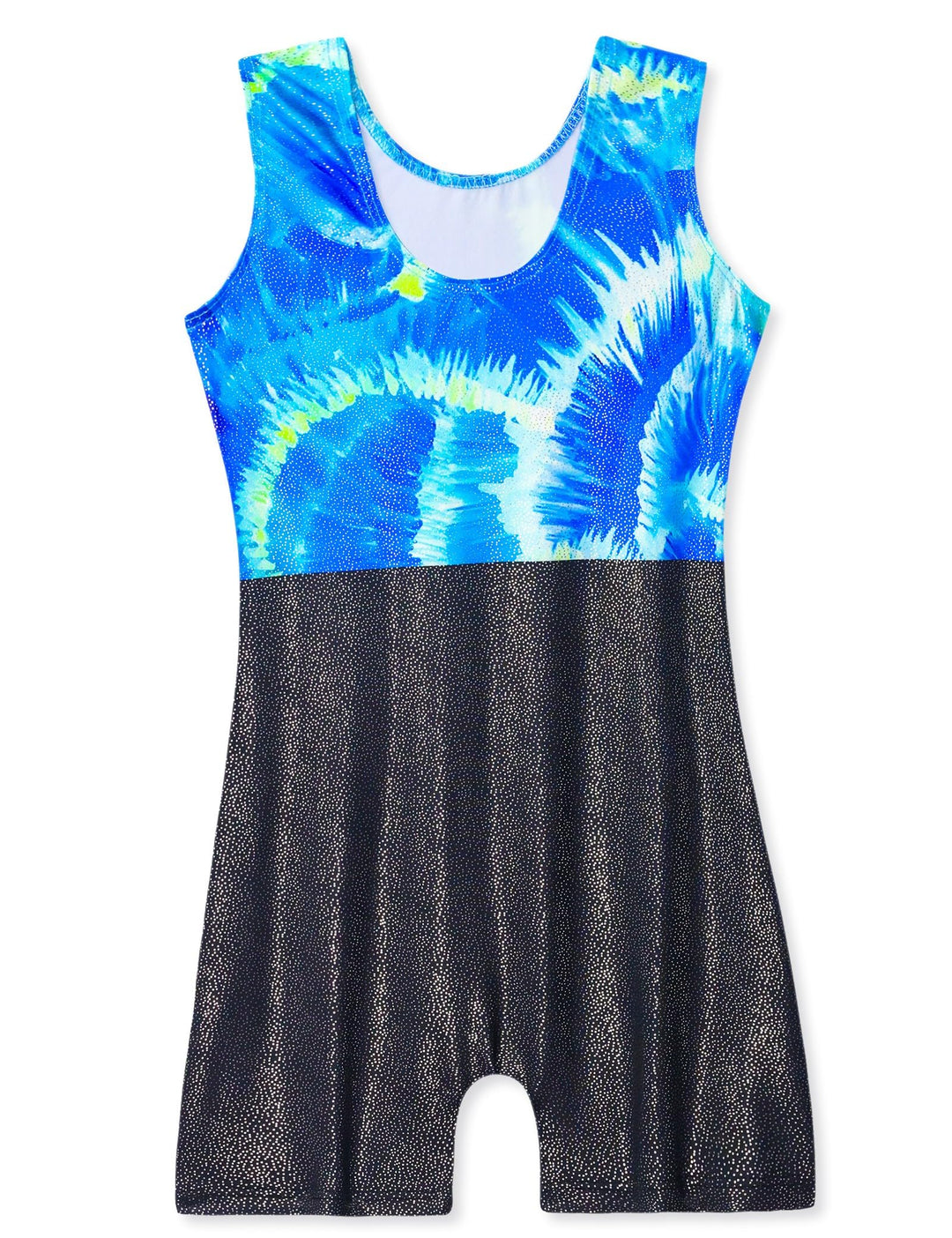 Domusgo Leotard for Girls Gymnastics Size 5-6 Years Old Black Blue Shells Tumbling Biketard