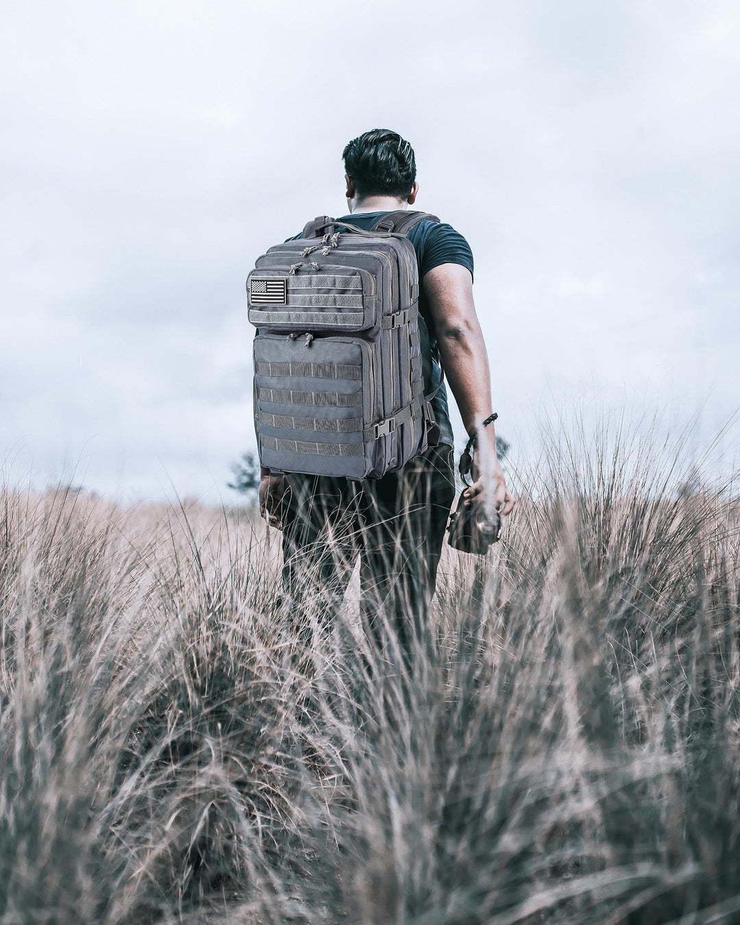 LHI Military Tactical Backpack for Men and Women 45L Army 3 Days Assault Pack Bag Large Rucksack with Molle System - Grey