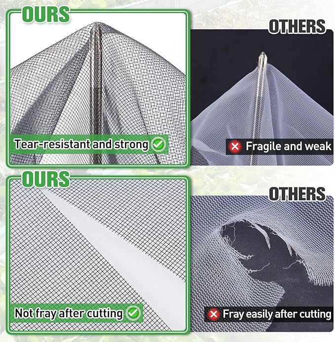 Stronger Garden Mesh Netting - 10 x 20 ft PPT Nano Bird Net Barrier, Mosquito Netting Screen for Outdoor Plants Vegetables Patios Balconies Terraces, Shading Rate 33% (Black)