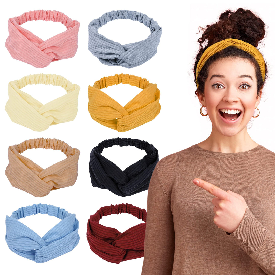 LOTUS78 Women's Headbands Pack - 8 Soft Fabric Hair Bands, Elastic Sweat-Wicking Headbands for Exercise, Trendy Boho Styles