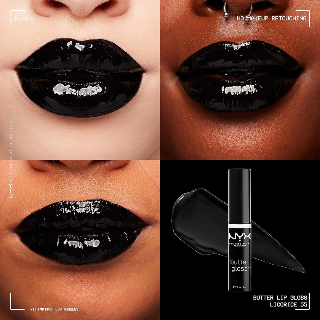 NYX Butter Gloss | Non-Sticky Lip Gloss for Women - Licorice (Black)