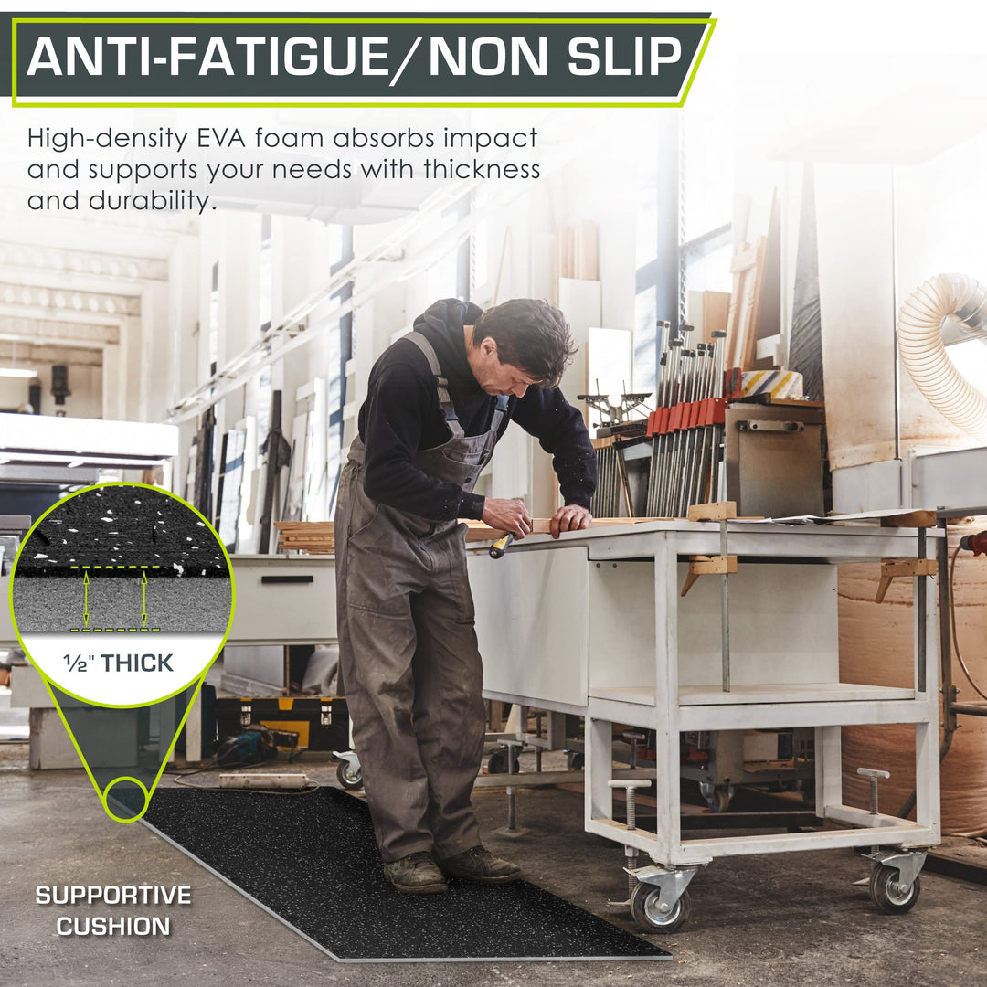 ProsourceFit Rubber Top Exercise Puzzle Mat ½-inch, 24 SQFT, 6 Tiles, EVA Foam Interlocking Tiles for Home Gym Protective Flooring for Equipment and Workouts, Grey