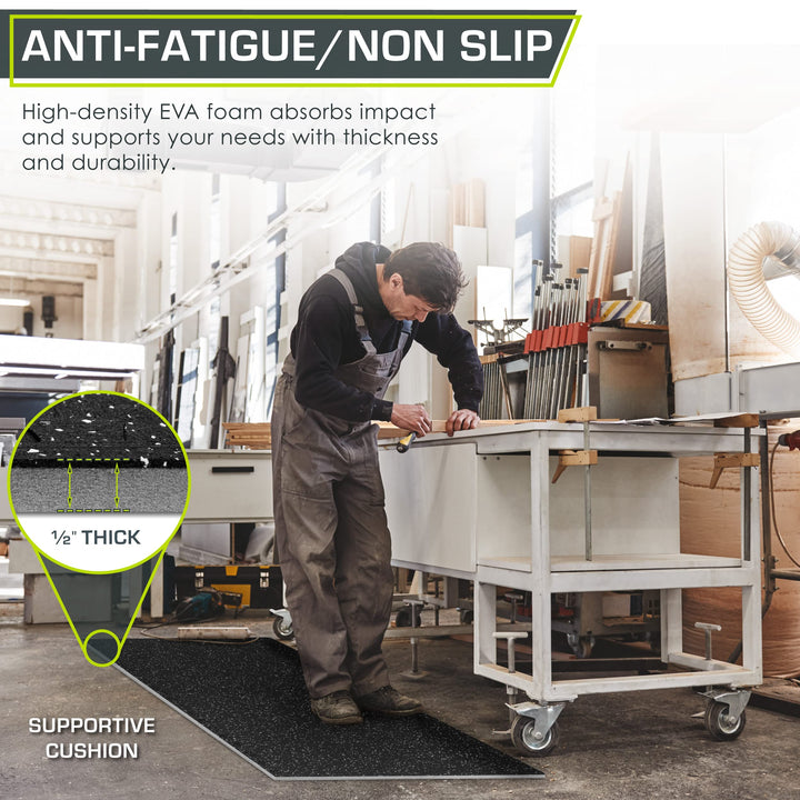 ProsourceFit Rubber Top Exercise Puzzle Mat ½-inch, 24 SQFT, 6 Tiles, EVA Foam Interlocking Tiles for Home Gym Protective Flooring for Equipment and Workouts, Grey