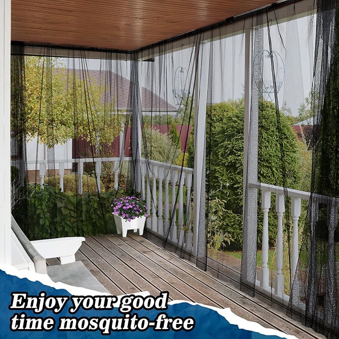2 Pcs Mosquito Net for Patio - 10Ft x 13Ft for Each Garden Mesh Screen Barrier, Super Dense Patio Netting for Balcony Porch Umbrella Fruit Tree Plants Gazebo Canopy RV Camping, Black