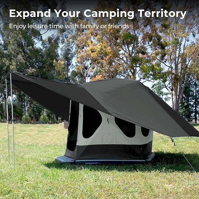 ACACIA Canopy 2-3 Person for Space Acacia Camping System, PU2000 Waterproof Camping Tarp for 4 Season Camping, UPF50+ Sunproof Tent Tarp with 2 Telescoping Poles, Carry Bag, Moonstone