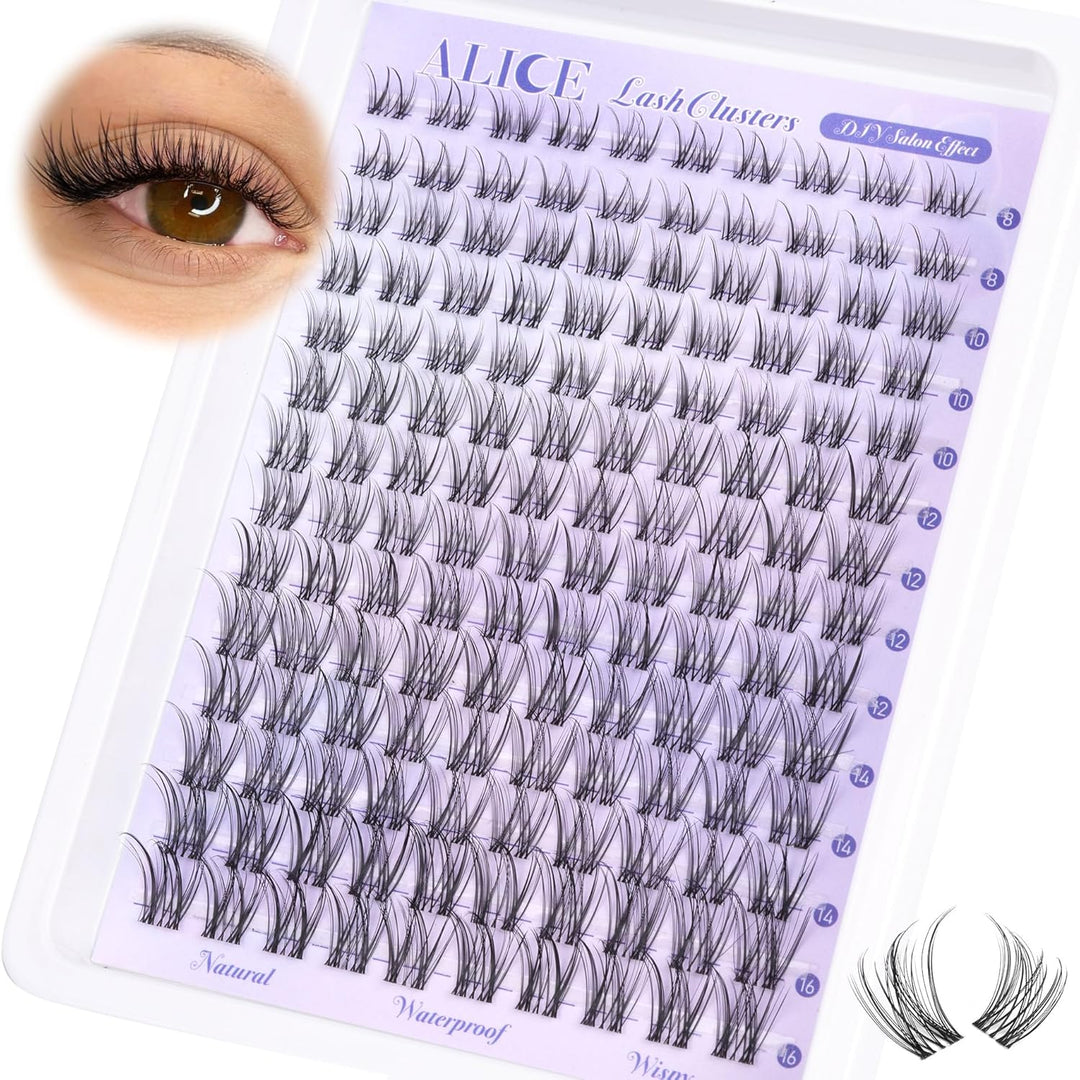 ALICE DIY Natural Lash Clusters | Wispy Anime Cat Eye | 10-16mm, 144 Pcs