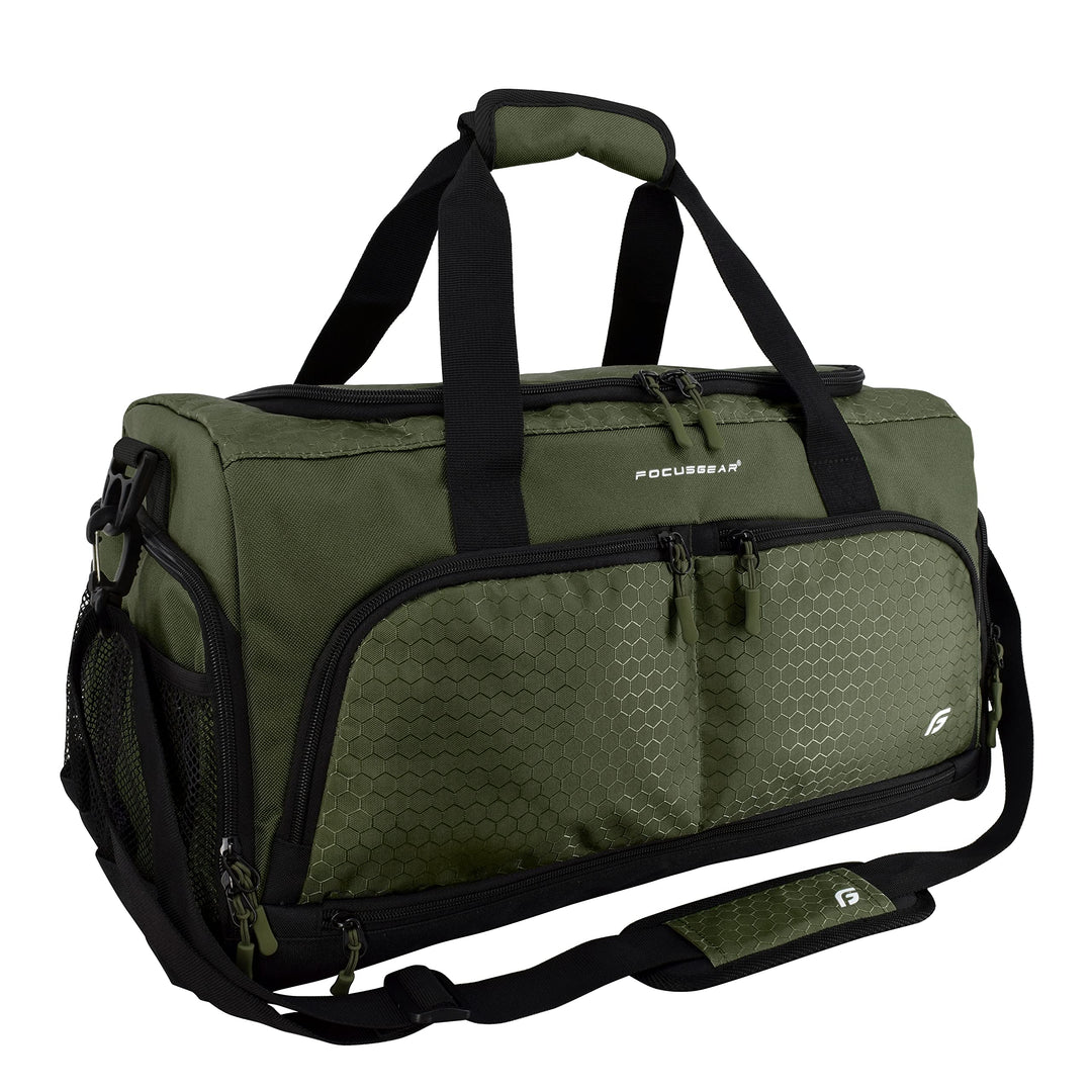 Ultimate Gym Bag 2.0: The Crowdsource Duffel Bag with 10 Compartments Including Water Resistant Pouch, Green, Medium (20"), Green, Medium (20")