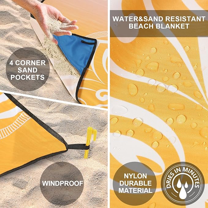 AISPARKY Beach Blanket Waterproof Sandproof, Oversized Large Beach Mat 79" X 83"/120"x108" for 1-8 Adults, Quick Drying&Compact&Lightweight, Picnic Mat Vacation Essentials for Beach Camping Travel