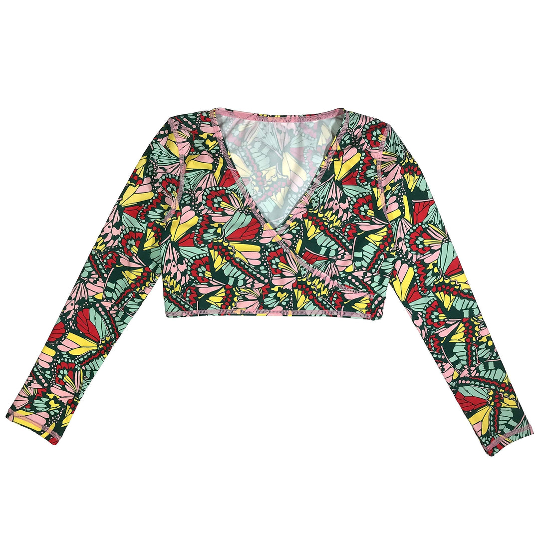 SwimZip Girls UPF Wrap Top (1 Piece) - 6 / Butterfly