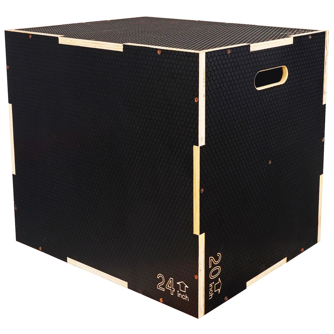 Signature Fitness 3 in 1 Non-Slip Wooden Plyo Box Plyometric Box Jumping Exercise, Multiple Sizes