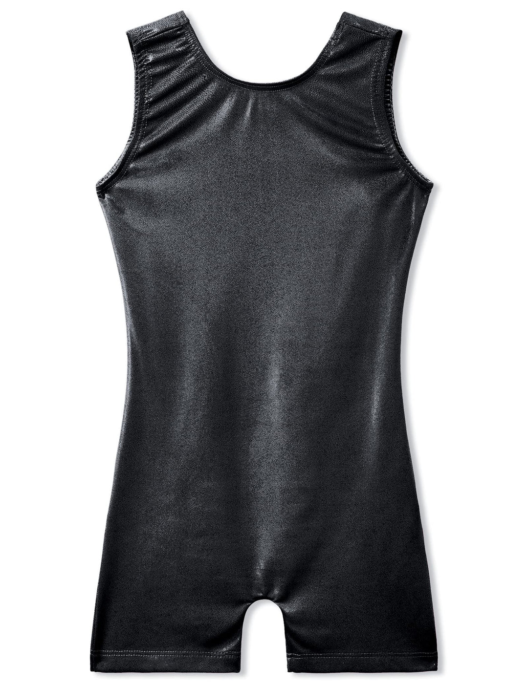 TENVDA Leotards for Girls Gymnastics Biketard Size 6-7 Years Old Metallic Sparkle Solid Black Durable Stretchy Unitard