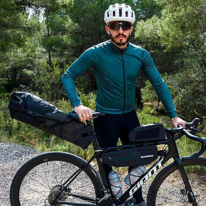 ROCKBROS Bikepacking Bag Waterproof Bike Saddle Bag Large Capacity Bikepacking Seat Bag Road Mountain Bike Seat Bag Max 14L