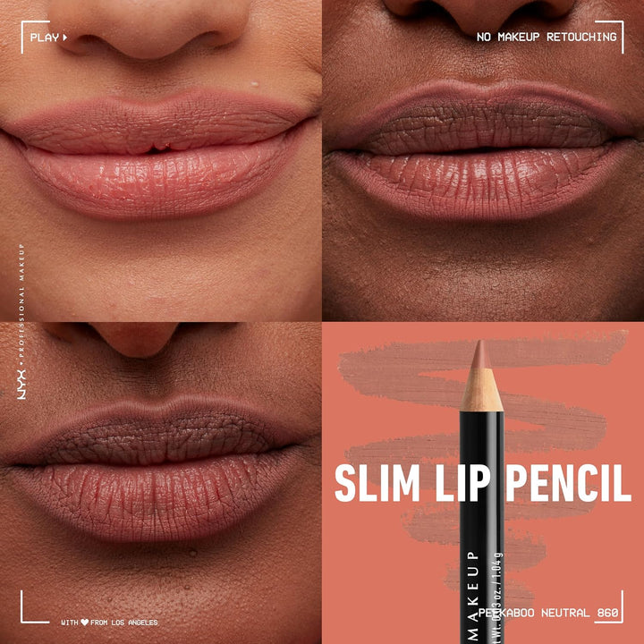 NYX Slim Lip Pencil | Long-Lasting Creamy Lip Liner | Hot Red - 2 Pack