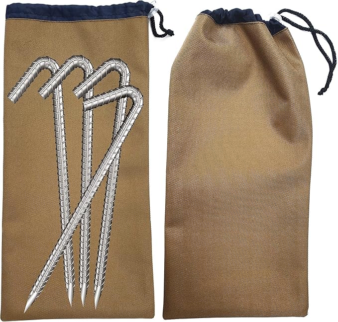 Bag Camping Tent Stakes Heavy Duty Mustard Nylon Sack Waterproof Pocket Ditty Camp Accesorries Storage Peg Bag