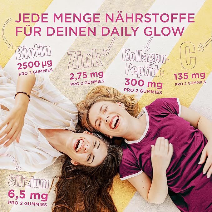 Nature's Way Alive! Hair, Skin & Nails Premium Gummies, Beauty Formula*, with Collagen, Biotin, Vitamins C & E, Strawberry Flavored, 60 Gummies