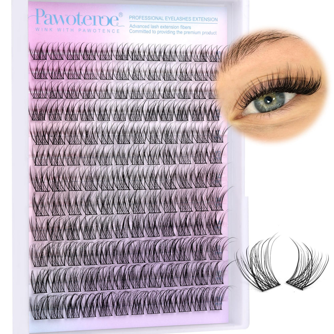 Pawotence Wispy Lash Clusters Natural Cluster Lashes Extension DIY Natural Eyelash Clusters Extension 10-16mm Individual Lashes False Eyelashes Wispy Soft Cluster Eyelash Extensions