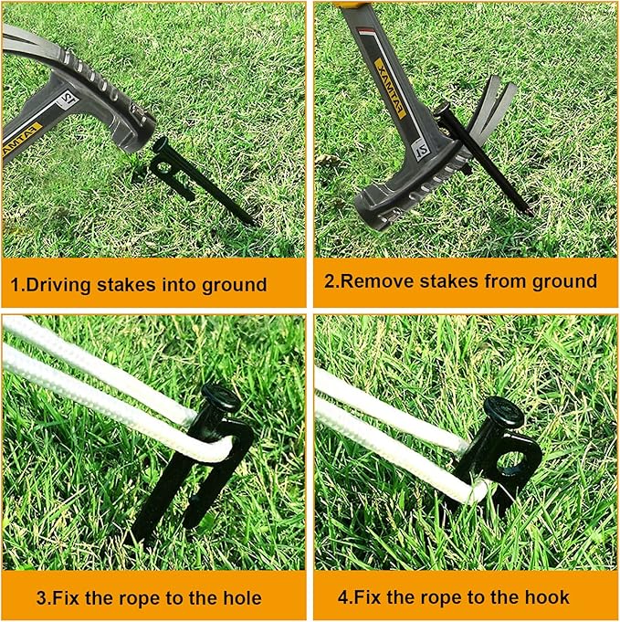 12 Pcs 16 Inch Tent Stakes Heavy Duty Metal Tent Pegs，Camping Steel Tent Stakes for Unbreakable and Inflexible Camping Backyard Rocky Ground