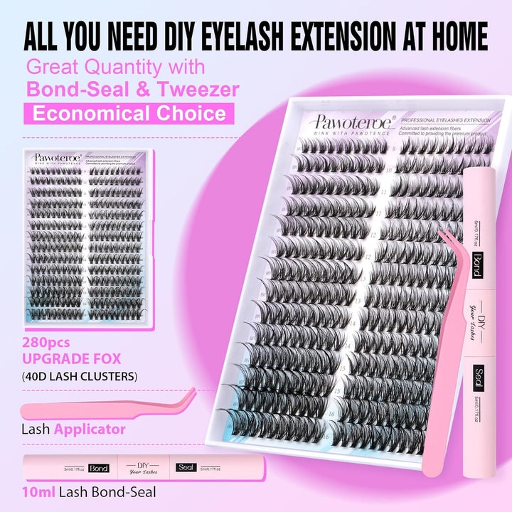 40D Cluster Eyelash Extensions | 280pcs Mix Length 9-16mm | Self-Application