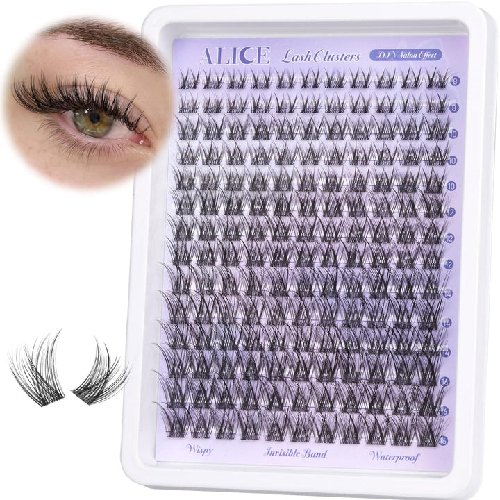 ALICE DIY Natural Lash Clusters | Wispy Anime Cat Eye | 10-16mm, 144 Pcs