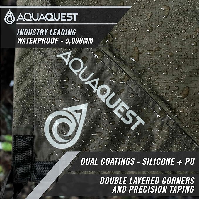 AquaQuest Safari Camping Tarp - Lightweight Durable Rain Fly - Waterproof Camping Essentials for Hiking, Backpacking & Hammock