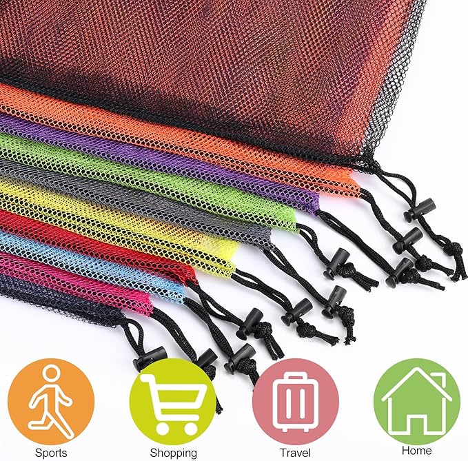 13"X15.5" 50Pcs Mesh Laundry Drawstring Bag Nylon Drawstring Gym Bag with Cord Lock Closure
