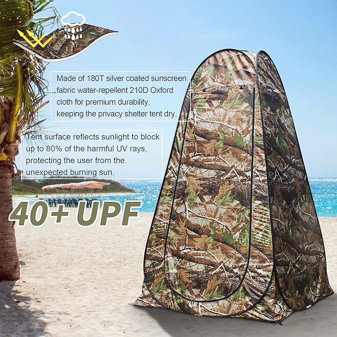 Anngrowy Pop Up Privacy Shower Tent - Portable Outdoor Camping Bathroom Toilet Changing Dressing Room - UPF40+ Waterproof