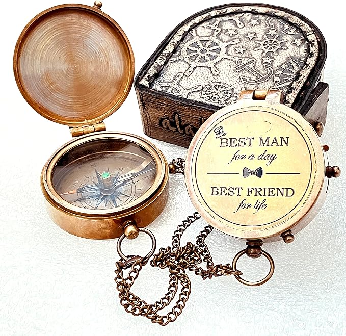 Best Man Gifts for Wedding Brass Compass I Best Man Proposal Gift -Best Man for a Day I Best Man Gift I Will You Be My Best Man Gifts (Best Man)