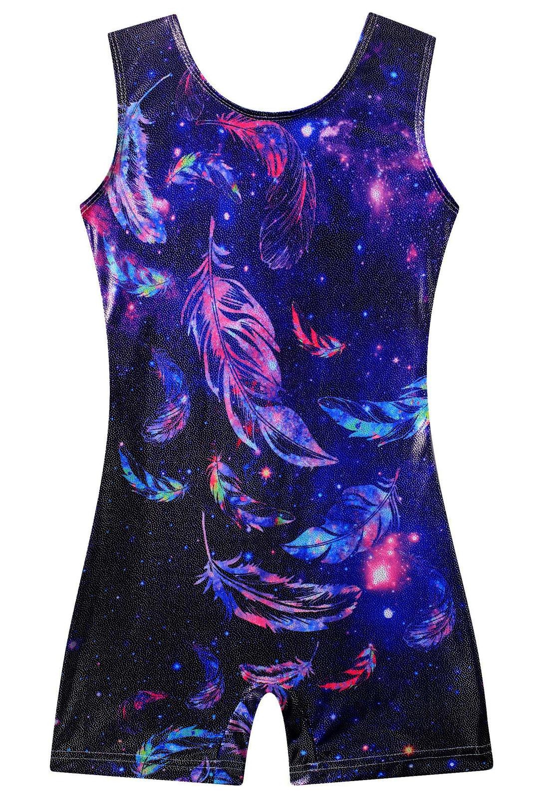 Funnycokid Gymnastics Leotards for Girls Toddler Outfits Dance Unitards Clothes with Shorts, Feather 01, 3-4T