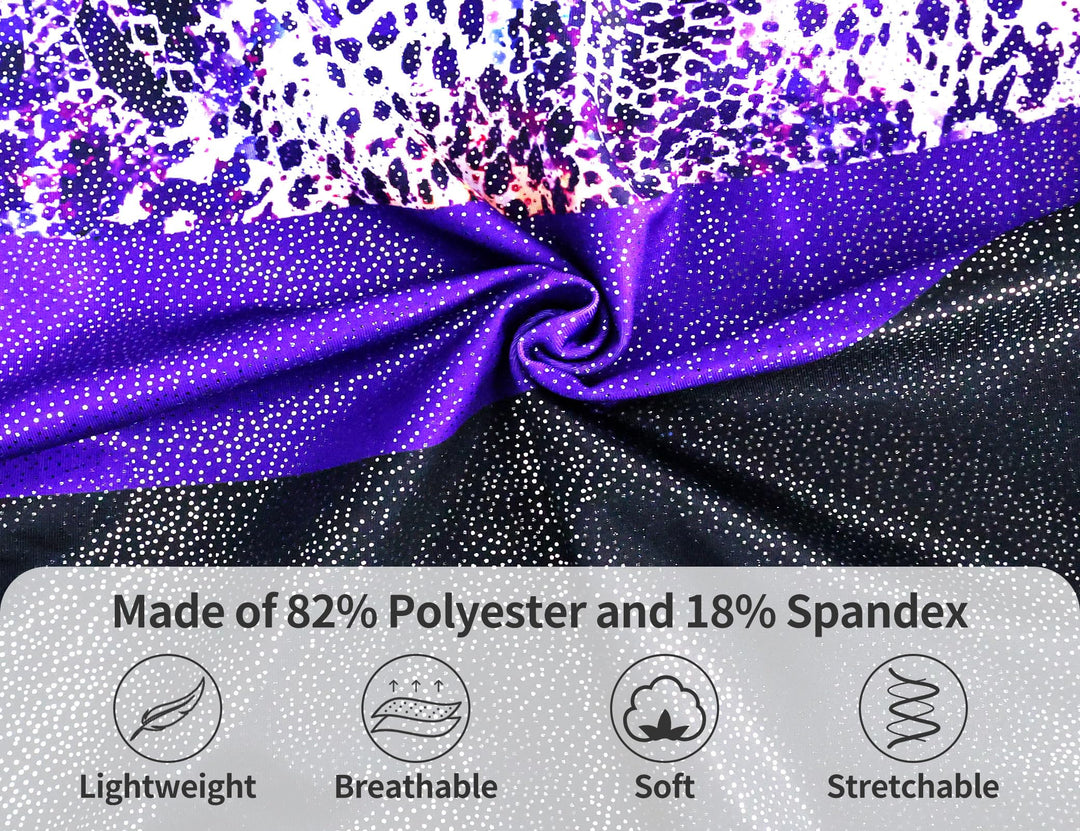 Domusgo Leotard for Girls Gymnastics Size 5-6 Years Old Black Purple Leopard Tumbling Biketard
