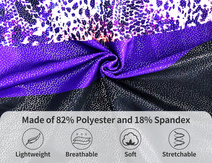 Domusgo Leotard for Girls Gymnastics Size 5-6 Years Old Black Purple Leopard Tumbling Biketard