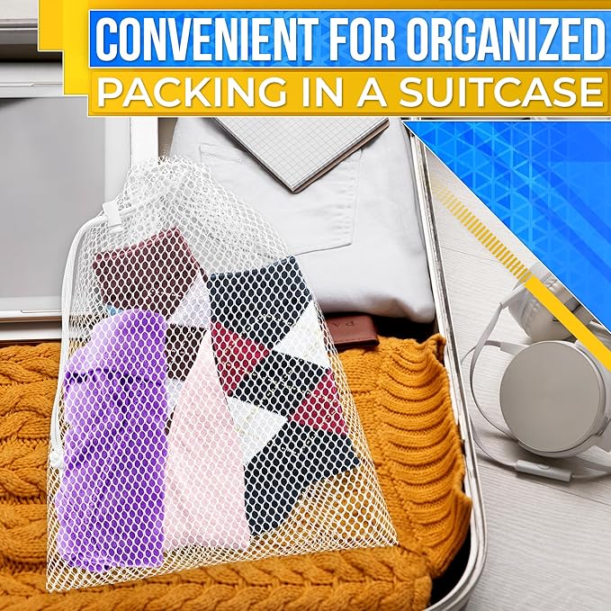 Small Mesh Bags Drawstring Nylon Bag - 5Pcs Camping Organization Nylon Mesh Netting Drawstring Bag Little Bags Small Storage - Durable Mesh Drawstring Bag Cord Lock Closure Net Laundry Mesh Bags