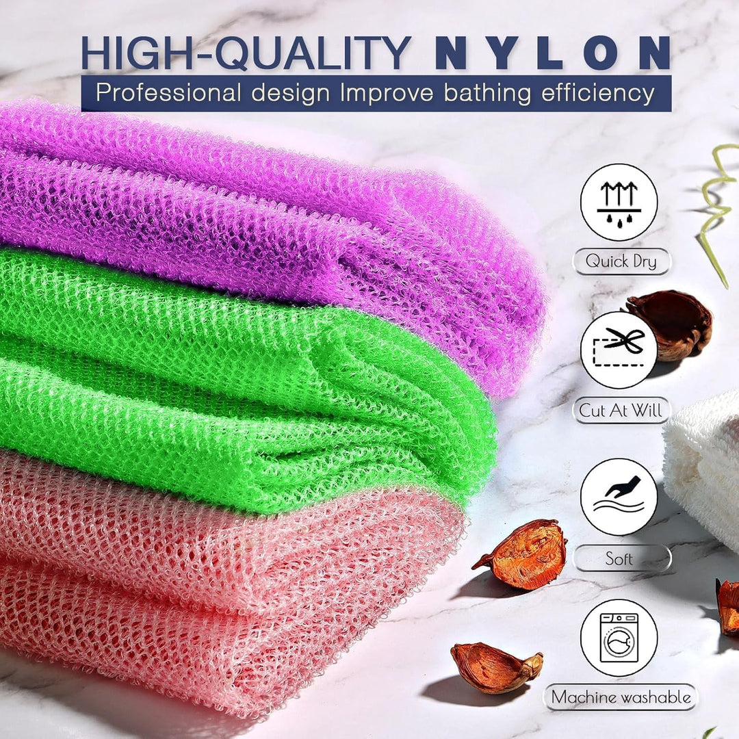 3-Piece African Net Bath Sponge Set | Exfoliating Body Scrubber | Black, Blue, Brown