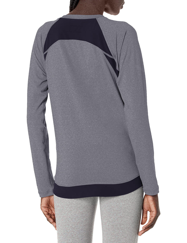 Cutter & Buck Women's Long Sleeve Response Active Hybrid Tie Waist Crew Neck Top, Liberty Navy, XXXL