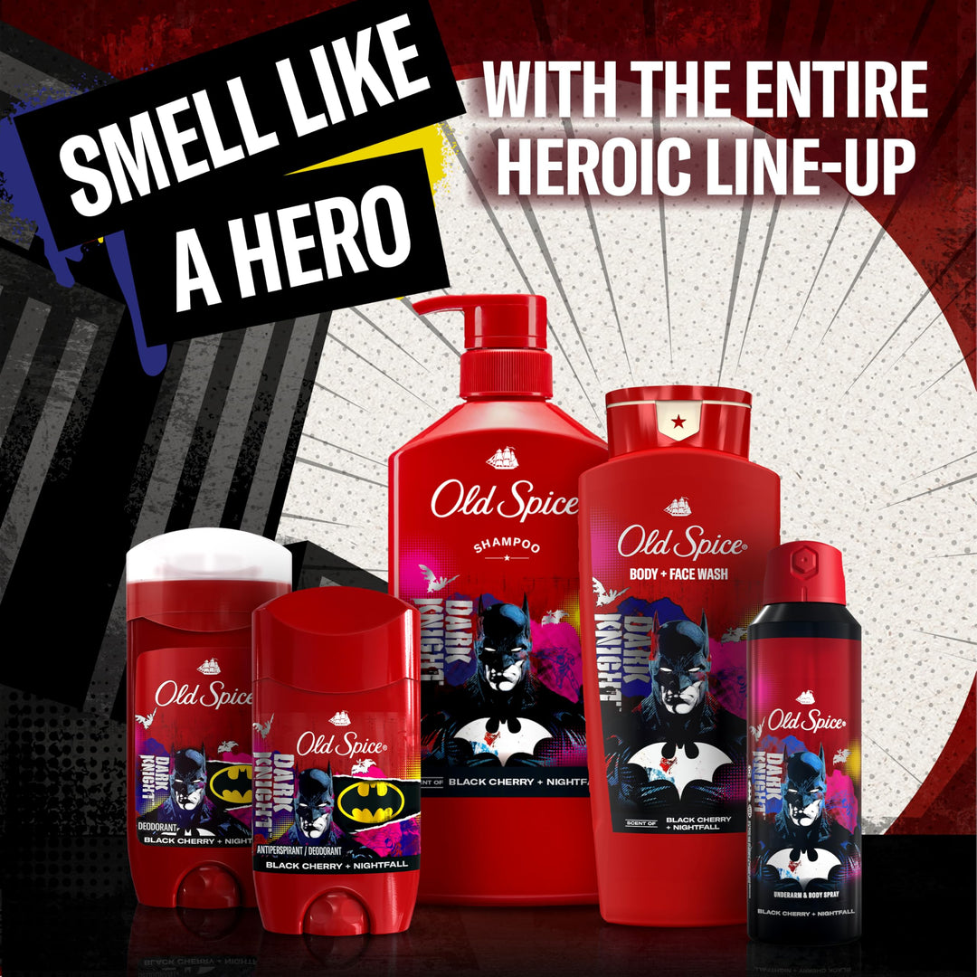Old Spice Aluminum Free Deodorant for Men, 24/7 Freshness & Lasting Scent, Long Lasting Odor Protection, Smell Like a Hero, Batman, Black Cherry and Nightfall Scent, 3.0 oz