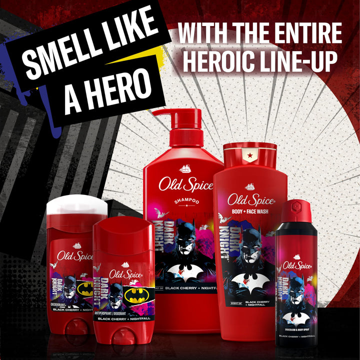Old Spice Aluminum Free Deodorant for Men, 24/7 Freshness & Lasting Scent, Long Lasting Odor Protection, Smell Like a Hero, Batman, Black Cherry and Nightfall Scent, 3.0 oz