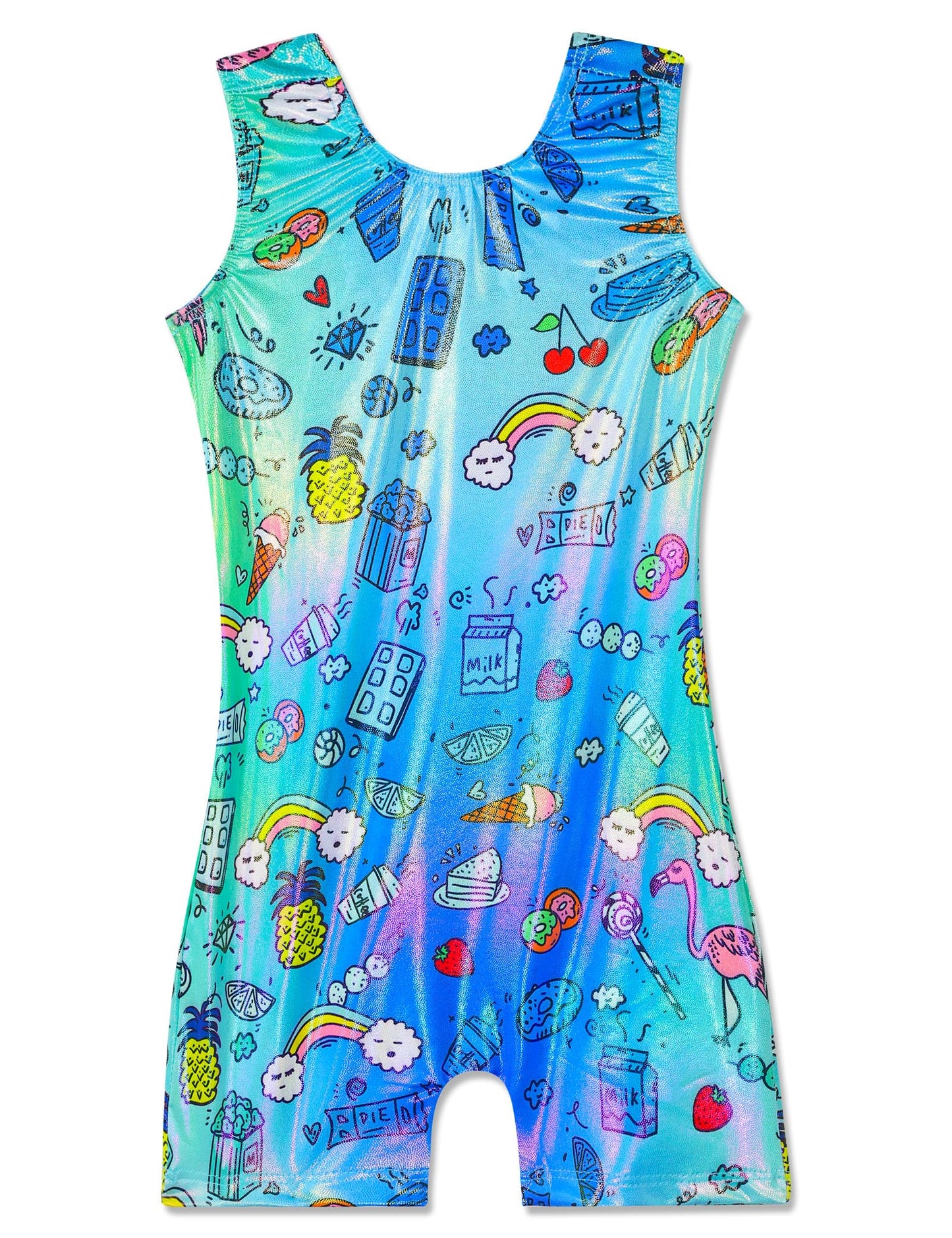 Domusgo Leotards for Girls Gymnastics Size 5-6 Years Old Green Cartoon Line Athletic Bodysuits Kids Sparkle Outfits