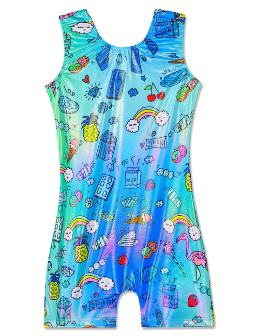 Domusgo Leotards for Girls Gymnastics Size 5-6 Years Old Green Cartoon Line Athletic Bodysuits Kids Sparkle Outfits
